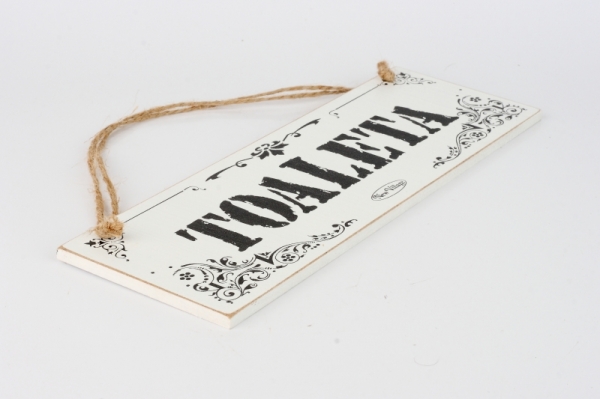 Dřevěná cedule na dveře Toaleta 30x9cm