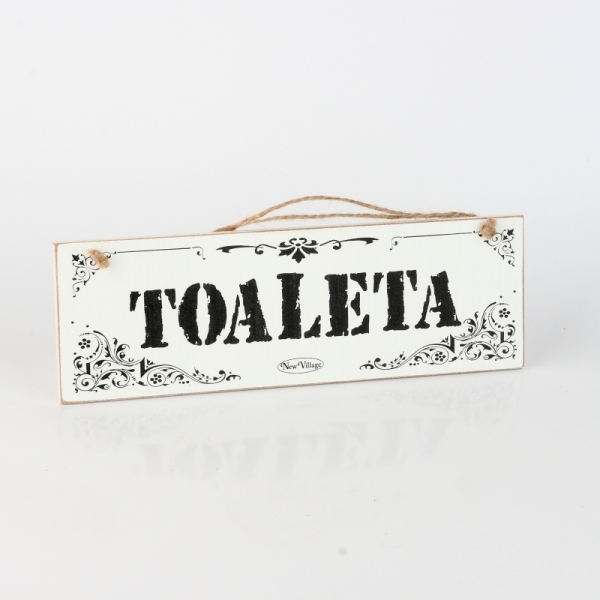 Dřevěná cedule na dveře Toaleta 30x9cm