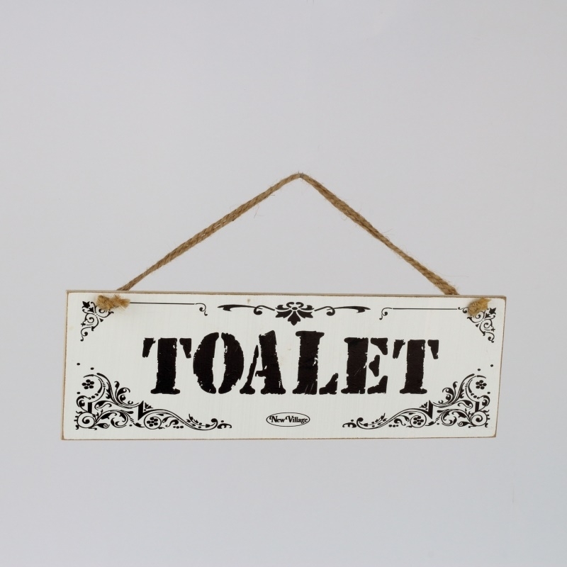 Dřevěná cedule na zavěšení Toalet 30x10cm