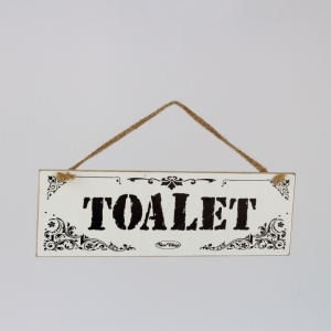 Dřevěná cedule na zavěšení Toalet 30x10cm