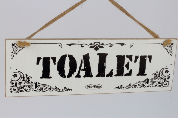 Dřevěná cedule na zavěšení Toalet 30x10cm