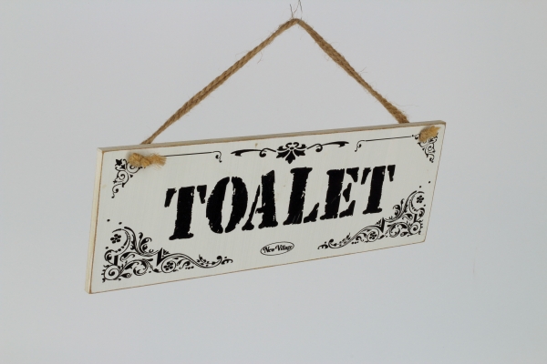 Dřevěná cedule na zavěšení Toalet 30x10cm