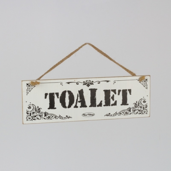 Dřevěná cedule na zavěšení Toalet 30x10cm