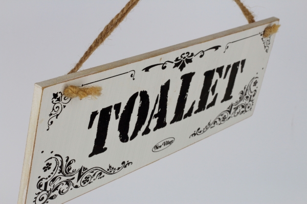Dřevěná cedule na zavěšení Toalet 30x10cm