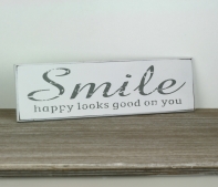 Dřevěná cedule SMILE bílá 40x12cm