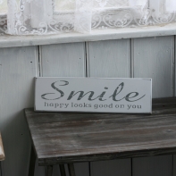 Dřevěná cedule SMILE bílá 40x12cm