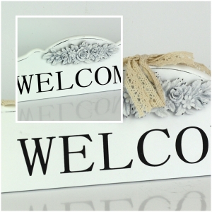 Dřevěná cedule Welcome na zavěšení 35,5cm