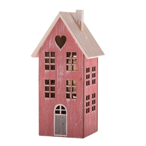 Dřevěná dekorace domeček se srdíčkem 20cm
