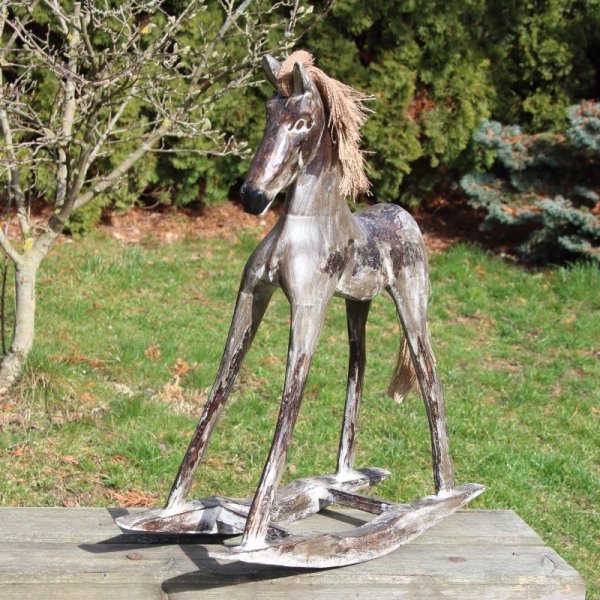 Dřevěná dekorace houpací koník 48cm