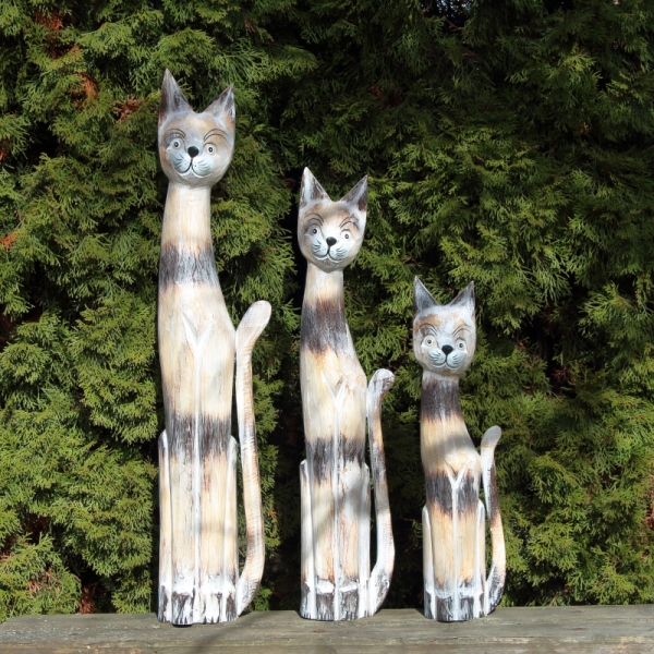 Dřevěná dekorace kočka mourovaná 60cm