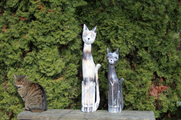 Dřevěná dekorace kočka mourovaná 60cm