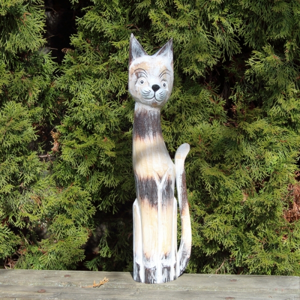 Dřevěná dekorace kočka mourovaná 60cm