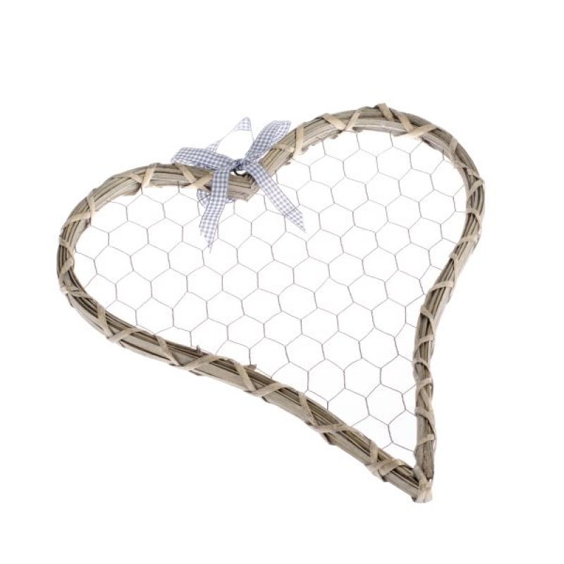 Dřevěná dekorace/nástěnka srdce přírodní 38×46×2cm 