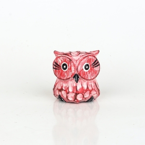 Dřevěná dekorace sova červená 5cm