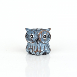 Dřevěná dekorace sova modrá 5cm