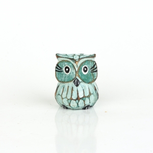 Dřevěná dekorace sova zelená 5cm