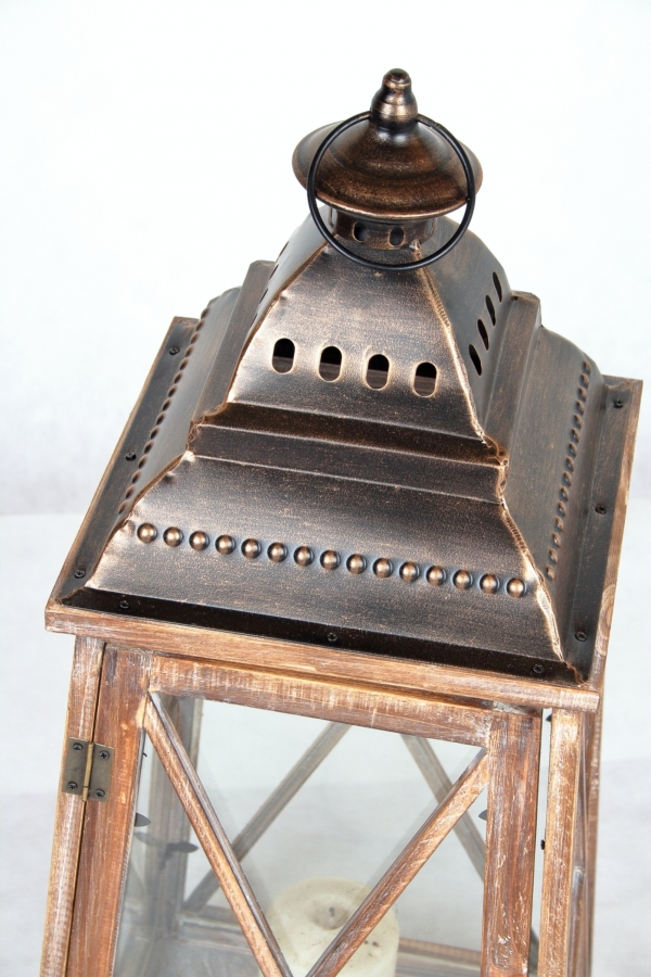 Dřevěná dekorační lucerna velká 31x31x79cm