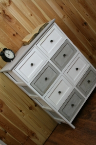 Dřevěná komoda bílá/šedá Vintage 58 x 30 x 76cm