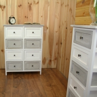 Dřevěná komoda bílá/šedá Vintage 58 x 30 x 76cm