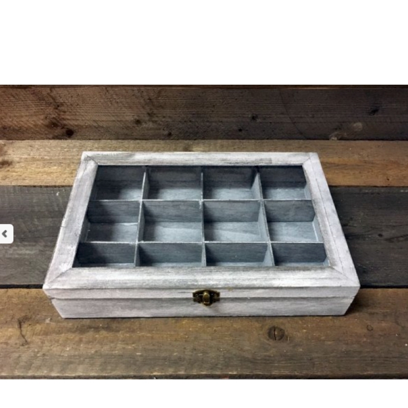 Dřevěná krabička na čaj 12 přihrádek 32x21x7cm