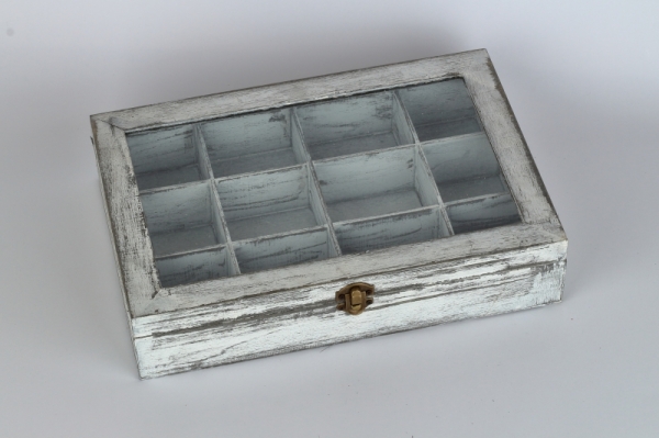 Dřevěná krabička na čaj 12 přihrádek 32x21x7cm