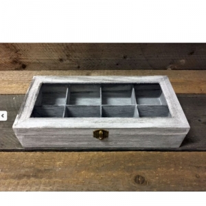 Dřevěná krabička na čaj 8 přihrádek 31x16x7cm