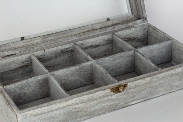 Dřevěná krabička na čaj 8 přihrádek 31x16x7cm