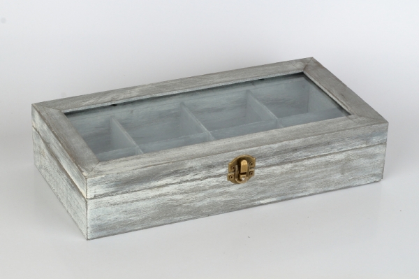 Dřevěná krabička na čaj 8 přihrádek 31x16x7cm