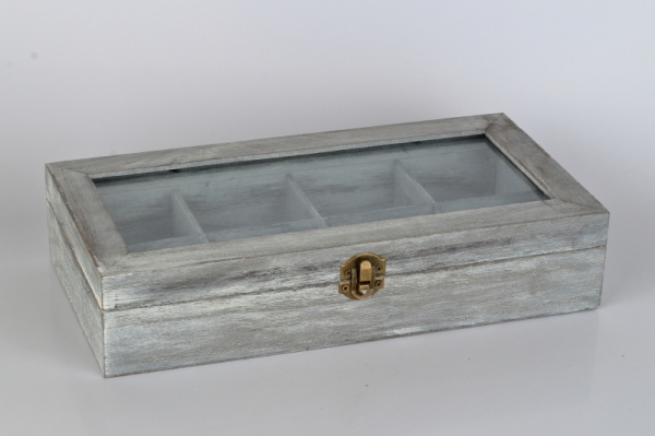Dřevěná krabička na čaj 8 přihrádek 31x16x7cm