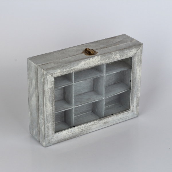 Dřevěná krabička na čaj 9 přihrádek 24x18x7cm