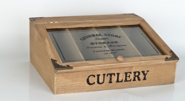 Dřevěná krabička na příbory 12x30x25cm