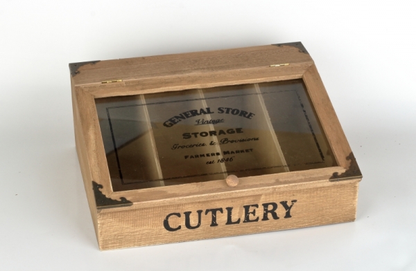 Dřevěná krabička na příbory 12x30x25cm