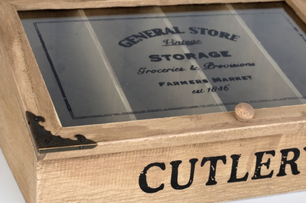 Dřevěná krabička na příbory 12x30x25cm