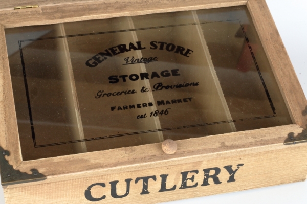 Dřevěná krabička na příbory 12x30x25cm