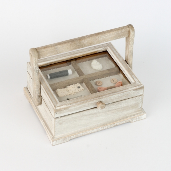 Dřevěná krabička na šicí potřeby 24x22x10cm