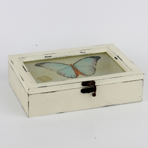 Dřevěná krabička s motýlem 23x17,5x6cm