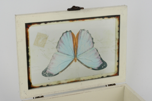 Dřevěná krabička s motýlem 23x17,5x6cm