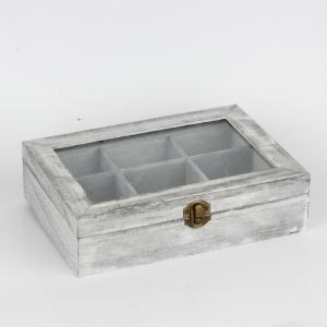 Dřevěná krabička s patinou na čaje 24x17x6cm