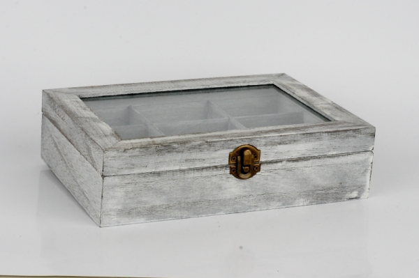 Dřevěná krabička s patinou na čaje 24x17x6cm