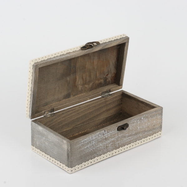 Dřevěná krabička s textilním víkem HOME 24x8,5x12,5cm