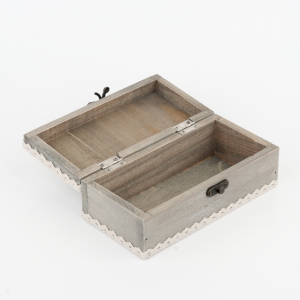 Dřevěná krabička s textilním víkem LOVE 9x18x7,5cm