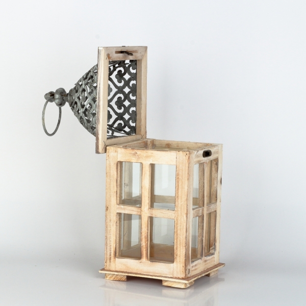 Dřevěná lucerna 15×33,5×15cm