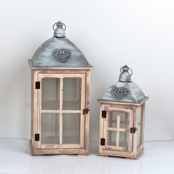 Dřevěná lucerna 21×43×21cm