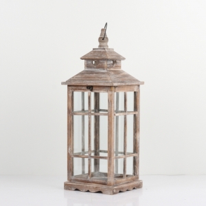 Dřevěná lucerna hnědá s patinou 59cm