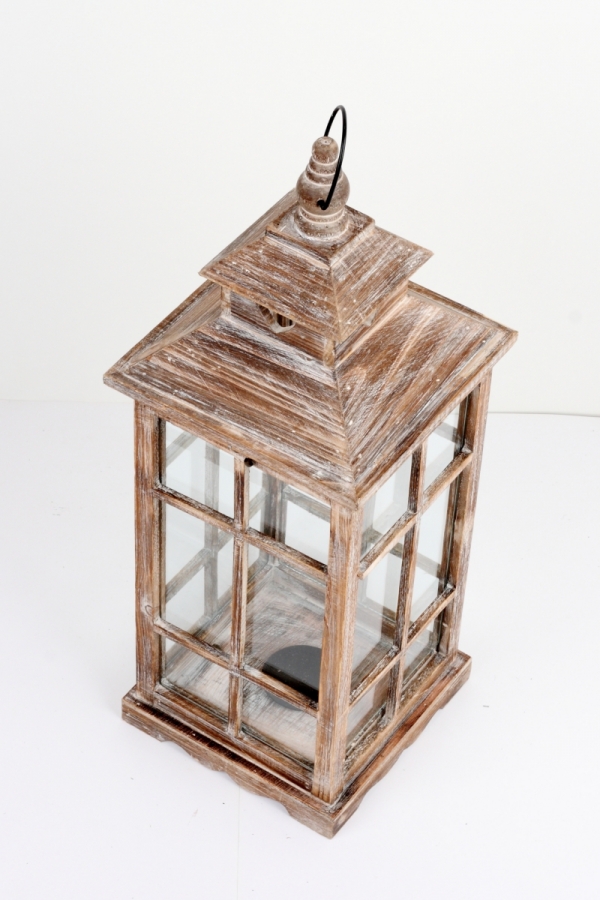 Dřevěná lucerna hnědá s patinou 59cm