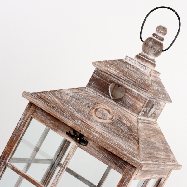 Dřevěná lucerna hnědá s patinou 92cm XXL