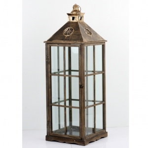 Dřevěná lucerna s kovovou střechou 100cm