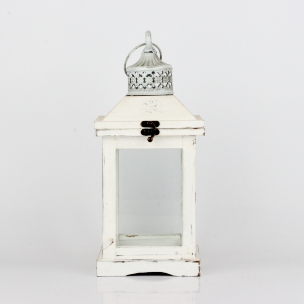 Dřevěná lucerna s kovovou stříškou 37cm