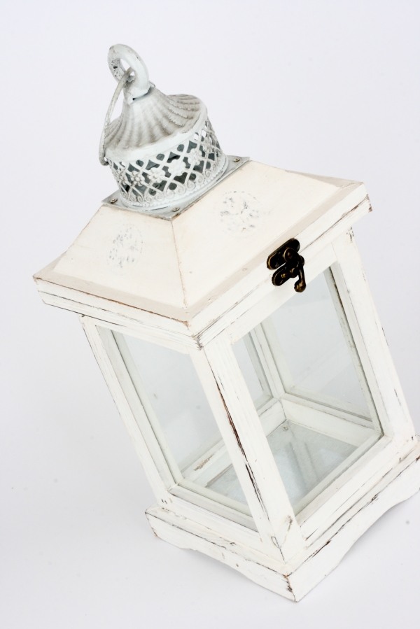 Dřevěná lucerna s kovovou stříškou 37cm