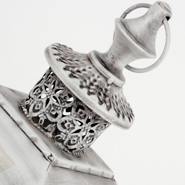 Dřevěná lucerna s šedou patinou 52cm